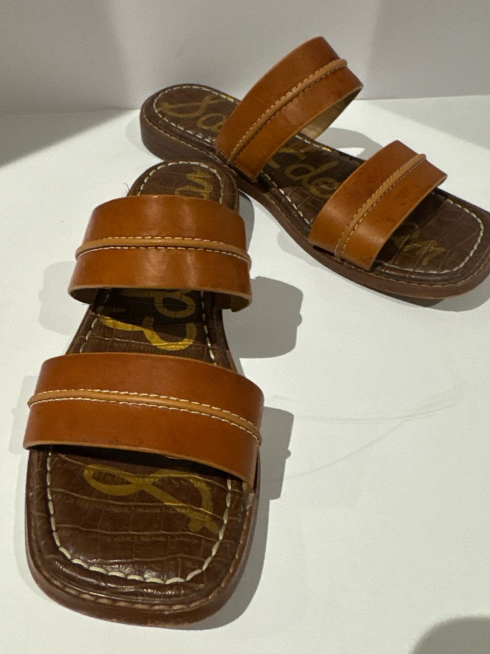 Sam Edelman Women's Leather Haydee 5  Sandals  Size 7.5 Tan Brown